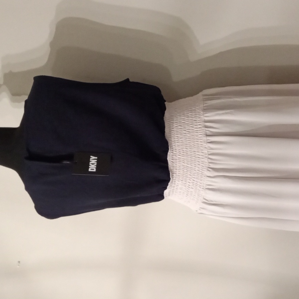 NWT DKNY Navy & Cream Sleeve less Dress Size 12 - Picture 6 of 7